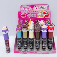 Lip Gloss Ajaib Pengubah Warna Tahan Air Tahan Lama Tidak Lengket Melembapkan Lip Glaze Es Krim Kartun Buah Lip Gloss