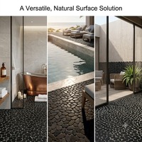 Черные полированные плиты из натурального камня, мозаичная плитка 30x30 см для наружного ландшафтного дизайна, мощения дорожек, облицовки стен