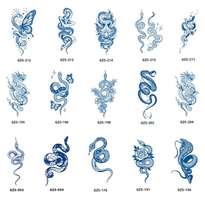 Tatuaggi Temporanei Semi-Permanenti 70x120mm, Motivi Serpente, Fiore, <span class=keywords><strong>Piuma</strong></span>, Totem Tribale, Resistenti all'Acqua per 2 Settimane - Product Image 1