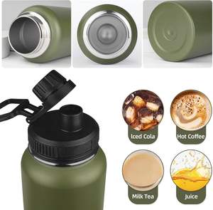 Bouteilles d'eau isothermes en acier inoxydable à double paroi de 32 oz avec couvercle à bec verseur, personnalisables avec logo, pour garder au froid 24h - Product Image 4