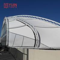 Abri de stationnement pour voitures en PTFE et PVDF, Tente à structure en acier, Structure à membrane tendue, Tente pour toit de stade