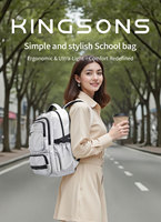 Sac à dos scolaire Kingsons 30L résistant à l'eau, sac à dos pour ordinateur portable, sac à dos multi-poches pour garçons et filles, lycée, collège