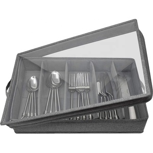 Đồ Dùng Flatware Lưu Trữ Ngực Với Nắp Rõ Ràng Và Có Thể Điều Chỉnh Ngăn Bộ Đồ Ăn Nhà Bếp Hộp Lưu Trữ Cho Tổ Chức Đồ Dùng - Product Image 2