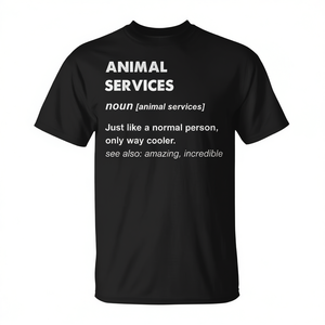 T-shirt Animal Services in cotone nero unisex per adulti, girocollo, manica corta, promozionale - Product Image 2