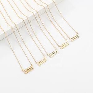 Nouveau design personnalisé numéro personnalisé <span class=keywords><strong>1985</strong></span>-2020 acier inoxydable plaqué or 18 carats année de naissance colliers pour femmes - Product Image 3