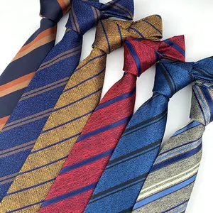 Gravata listrada azul e amarela de poliéster, várias combinações de cores, gravata para pescoço, vermelho, azul e dourado