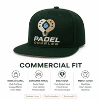 Gorra Snapback Unisex de Perfil Alto con 6 Paneles y Visera Plana, Bordado de Padel y Parche Personalizado para Deportes de Raqueta, Edición Limitada