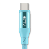 Kabel USB Type C ke Type C Silikon Biru Muda, Kabel Pengisi Daya Terjalin untuk Ponsel, Tablet, Laptop, Mobil, dan Perjalanan