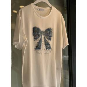 T-shirt femme Jean Detail Ribbon, 100% coton jersey, manches régulières - Product Image 2