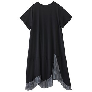 Gaun Maxi Rajut Gothic Hitam Gelap Wanita Grosir Terbaru 2026 Panel Jala Asimetris Oversize Musim Panas Fashion Streetwear Korea - Product Image 5