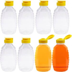 Hot Selling Newest <b>Honey</b> Bottle Squeeze Plastic <b>Honey</b> Dispenser Bottle 250ML/500ML with Screen Printing for Chocolate & Candy - Product Image 1