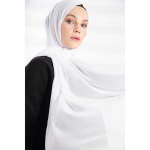 ผ้าคลุมกันแดดชีฟองสีขาวแบบยาวสำหรับผู้หญิง ผ้าพันคอเนื้อบางเบา ระบายอากาศได้ดี แฟชั่นเครื่องประดับศีรษะ - Product Image 3