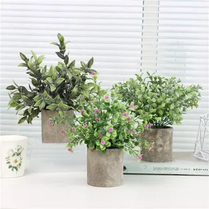 Greenery Plastic Plant Artificial Eucalyptus in Pulp Pot for Indoor Home Decoration