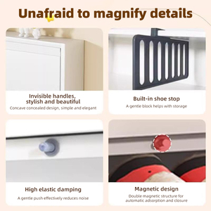 Modern 4 Drawer Shoe Rack <b>Metal</b> Freestanding Space Saving Entryway <b>Storage</b> <b>Cabinet</b> Minimalist Design Home Furniture - Product Image 4