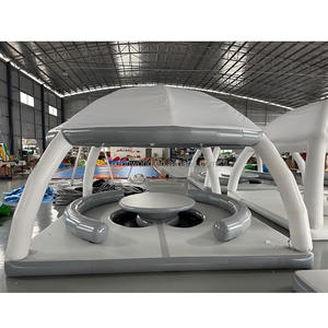Plataforma <span class=keywords><strong>Flotante</strong></span> Inflable para Parque Acuático, Muelle para Yates, Equipo de Juego Acuático, Isla Inflable con Carpa - Product Image 1