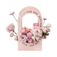 Boîte d'emballage pour fleurs de rose avec poignée, panier en papier portable pour bouquets de fleuristes