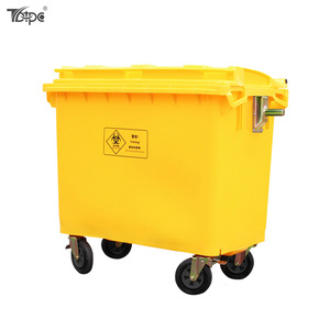 Contenedor de Residuos Médicos Amarillo de 660L, Rectangular, para Exteriores, con Sistema de Empuje y Tapa con Asa de Hierro - Product Image 5