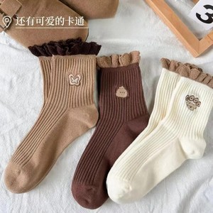 Women's Lace Socks Mid Calf Solid Color Polyester Fiber Sweat Absorbing Regular Style Casual Socks - Product Image 4