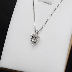 จี้เงินแท้ S925 รูปมงกุฎสามมิติ สำหรับทำเครื่องประดับ DIY พร้อมฝาครอบไข่มุกเปล่า - Product Image 4