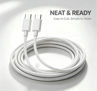 Câble de charge Type C vers Type C tressé blanc PD 60W, charge rapide, synchronisation des données, pour ordinateur portable, téléphone, tablette, usage domestique et professionnel