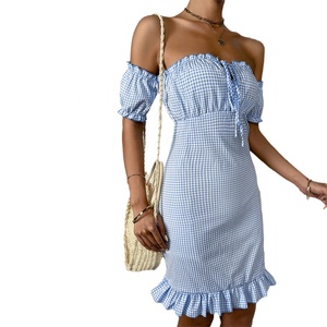 2022 на заказ, оптовая продажа, Новое Женское платье мини в клетку с вырезами - Product Image 4