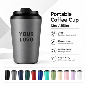 แก้วกาแฟสแตนเลส 304 ขนาด 12 ออนซ์ แบบกำหนดเอง ผนังสองชั้นสุญญากาศเคลือบสีฝุ่น สำหรับสลักเลเซอร์ พิมพ์ UV - Product Image 1