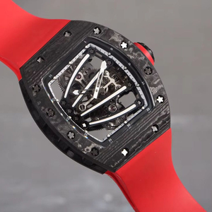 New Arrival Best Seller High End Watch Carbon Fiber Case <b>Red</b> Rubber Strap Mechanical Watch Unisex Casual Watch - Product Image 6