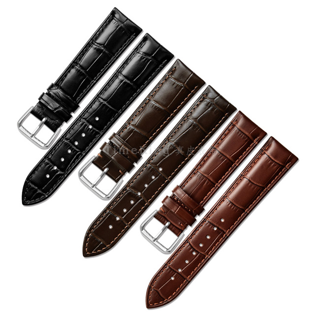 Newly Economics High Quality Matt Bamboo Pattern Black Brown Red pink Blue Genuine Leather Watch Strap