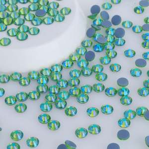 Ss6 12 16 20 30 apliques verde <span class=keywords><strong>oscuro</strong></span> AB Flatback piedras redondas Strass Hot Fix diamantes de imitación de vidrio para ropa - Product Image 4