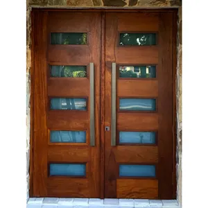 Mahogany Modern Solid Wood Custom Exterior Doors, Modern Entry Door