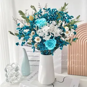 Fleur éternelle rose <span class=keywords><strong>feuille</strong></span> d'eucalyptus bouquet séché vraie fleur <span class=keywords><strong>gypsophile</strong></span> hortensia saint valentin fête des mères longue durée 3-5 - Product Image 4