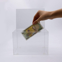 Benutzer definierte Wand halterung Arbeits platte Drop Kirche stehende Spenden boxen mit Schloss transparente faltbare Spenden box für wohltätige Zwecke mit Schloss