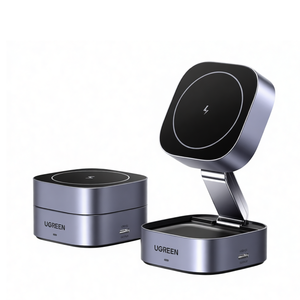 Cargador Inalámbrico Magnético 2 en 1 UGREEN de 17.5W para iPhone y AirPods con Soporte Plegable, Entrada Tipo-C - Product Image 1