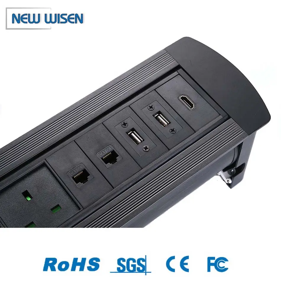 Presa di corrente multifunzione in lega di alluminio con presa Smart da scrivania con Usb Vga Rj45