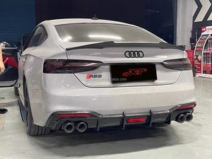 Difusor de parachoques trasero de fibra de carbono con luz LED para Audi <span class=keywords><strong>A5</strong></span> S5 B10, alerón deportivo, kit de carrocería 2020 + - Product Image 4