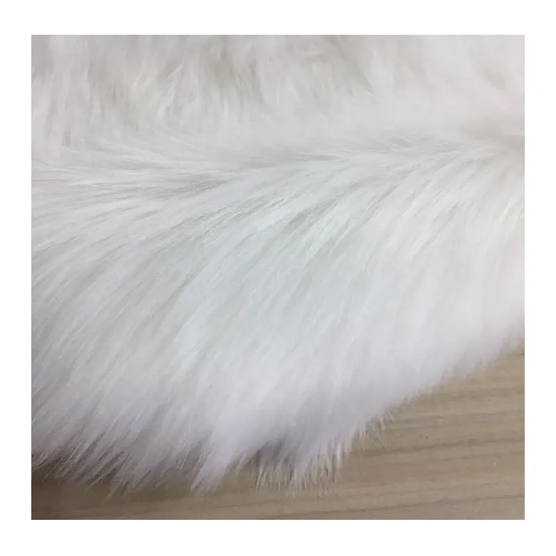 white 65mm acrylic silky long hair pile faux artificial soft toys fur fabric