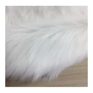 White 65mm Acrylic Silky Long Hair Pile Faux Artificial Soft Toys Fur Fabric