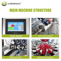 Machine d'emballage automatique PLC 520D haute vitesse avec peseuse multi-têtes 14 têtes pour sachets de snacks, bonbons, granulés et films plastiques
