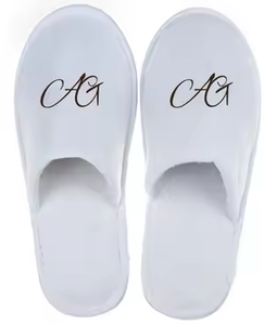 Toptan Özelleştirilmiş Logolu Rahat Tek Kullanımlık Kapalı Burunlu Spa Havlu Düğün Terlikleri Ücretsiz Tasarım ile - Product Image 3