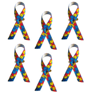 Cinta de satén 100% poliéster estampada de una sola cara, para concienciación sobre el <span class=keywords><strong>autismo</strong></span>, la más gruesa, resistente y duradera, reciclada, sin azo ni cadmio, 3/8 pulgadas. - Product Image 4