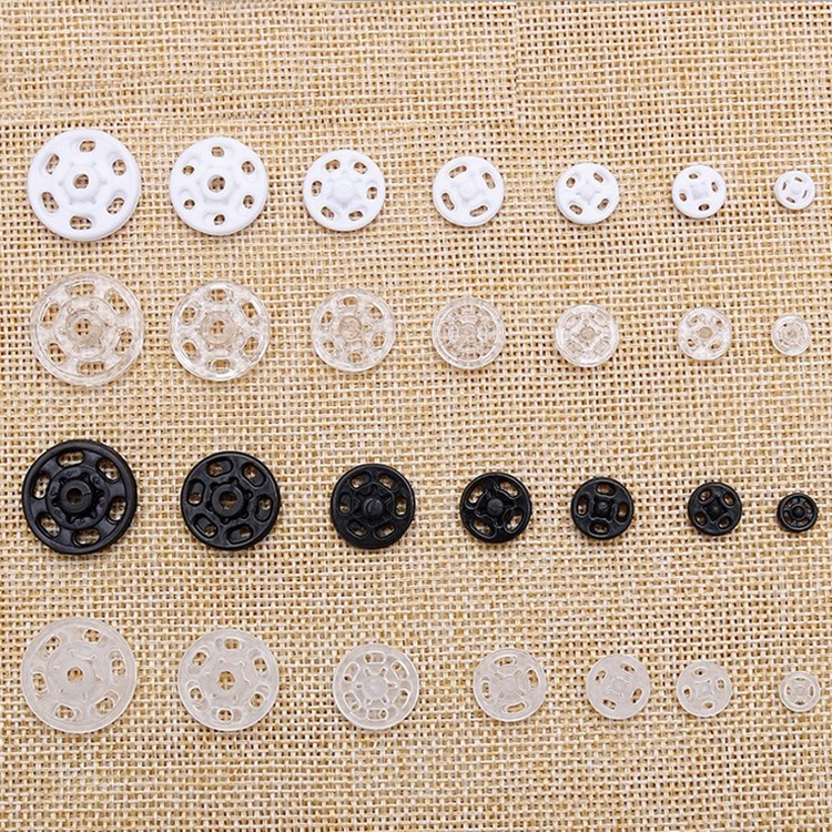 Clou à pression Invisible blanc et noir, 10 pièces, 7-20mm, rond et carré, en plastique, boutons-pression pour vêtements de chemise, bonne qualité