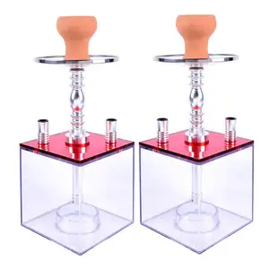 Wholesale Shisha Smoking Square Sheesha Acrylic Portable Ice Led Light Hukkah Hookahs Chicha For Sale Narguile With Led Light