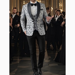 BMT05-3 Mens <b>Blazers</b> Party Jacquard Flower Slim Fit Casual Men Suit Sport Coat One <b>Button</b> Travel <b>Blazer</b> Lightweight Suit Jacket - Product Image 6