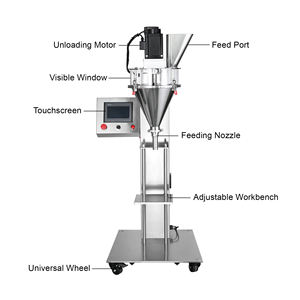 Machine de remplissage verticale semi-automatique à vis en acier inoxydable avec trémie à café 15L/30L/50L pour épices, farine, protéines, talc - Product Image 4