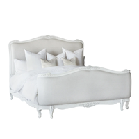 Chambre à coucher Villa de luxe de Style Louis XV de France en bois massif sculpté à la main rétro grand lit lit de mariage doux
