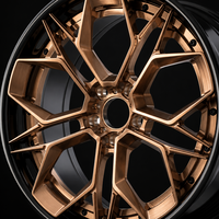 Jante en alliage d'aluminium forgé 2 pièces à rayons en Y, finition cuivre satiné noir brillant, concave profond, logo personnalisé, jante de voiture 5x114.3 pour