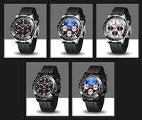 Montres lumineuses chronographe étanche de luxe avec logo personnalisé Montre à quartz pour hommes bracelet en caoutchouc pour hommes