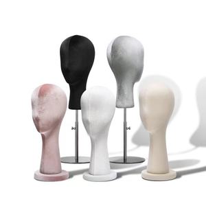 Tête de mannequin féminine en velours et mousse, personnalisable en couleur, pour l'affichage de chapeaux et de perruques, vente en gros - Product Image 6