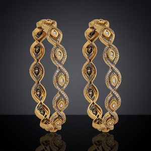 Brazalete de Moda Kundan - Elegante Joyería India para Bodas, Aleación de Zinc, Piedras Blancas con Corte Marquesa - Product Image 2
