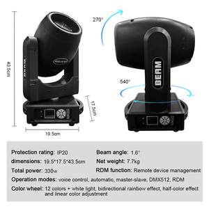 工場直販 ステージライト 230W 7R ビーム ムービングヘッドライト RGBW <span class=keywords><strong>LED</strong></span>ストリップ 15ゴボ 12色 DMX512 バー ナイトクラブ 結婚式 DJ ディスコ - Product Image 5